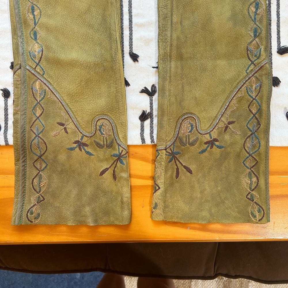 VINTAGE - RALPH LAUREN 1980’s Floral Embroidered Leather Pants - RARE ! - Picture 10 of 13